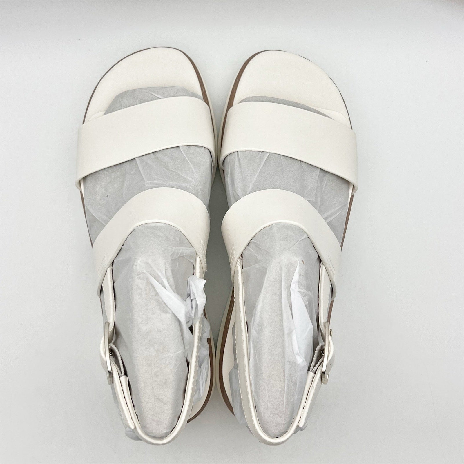 Naturalizer Womens Darry-Sling Sandals Size 9 White Leather Lug Sole NIB