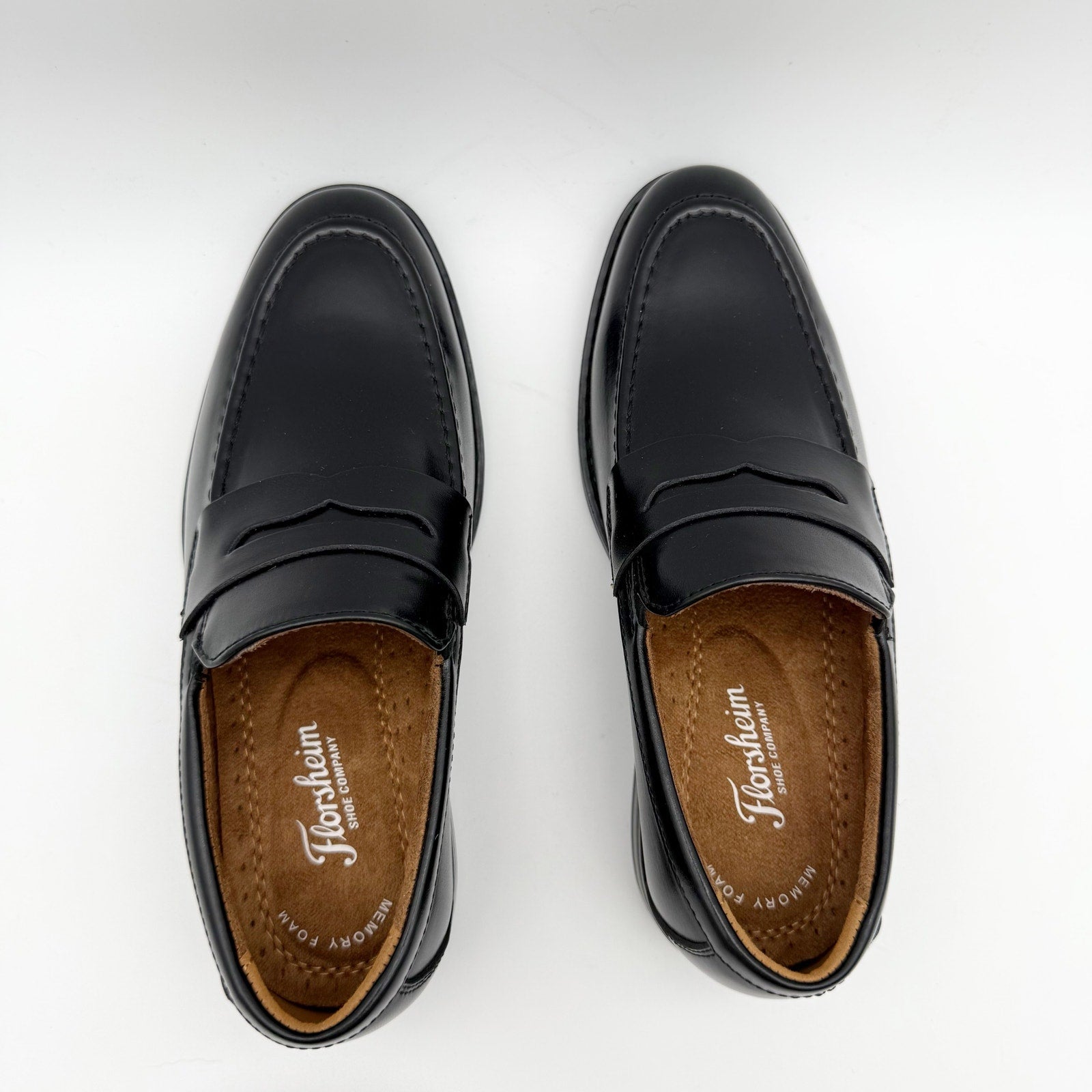 Florsheim Kids Boys Rucci Moc Toe Penny Loafers US 1.5 M Black Leather NIB