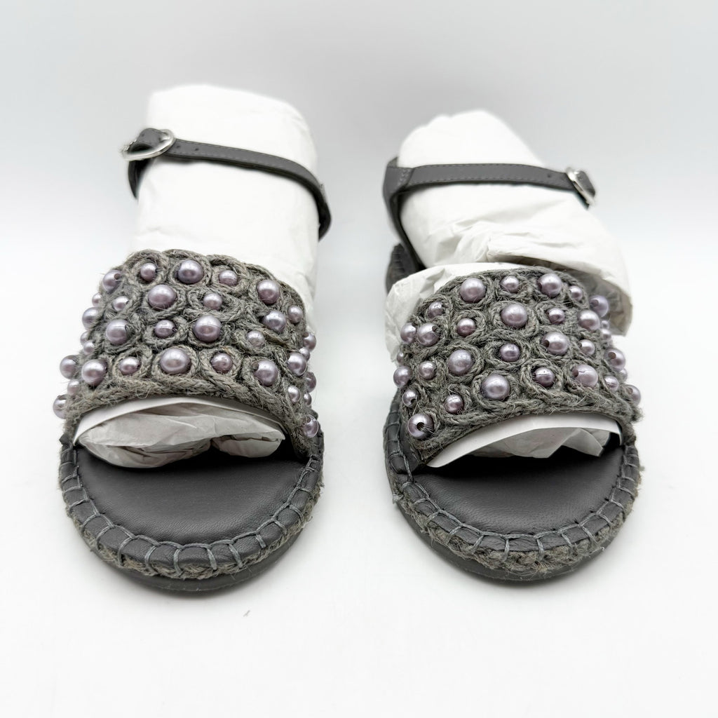 Sam Edelman Kids Holly Sandals US 2 M EU 33.5 Mockingbird Grey Linen NIB