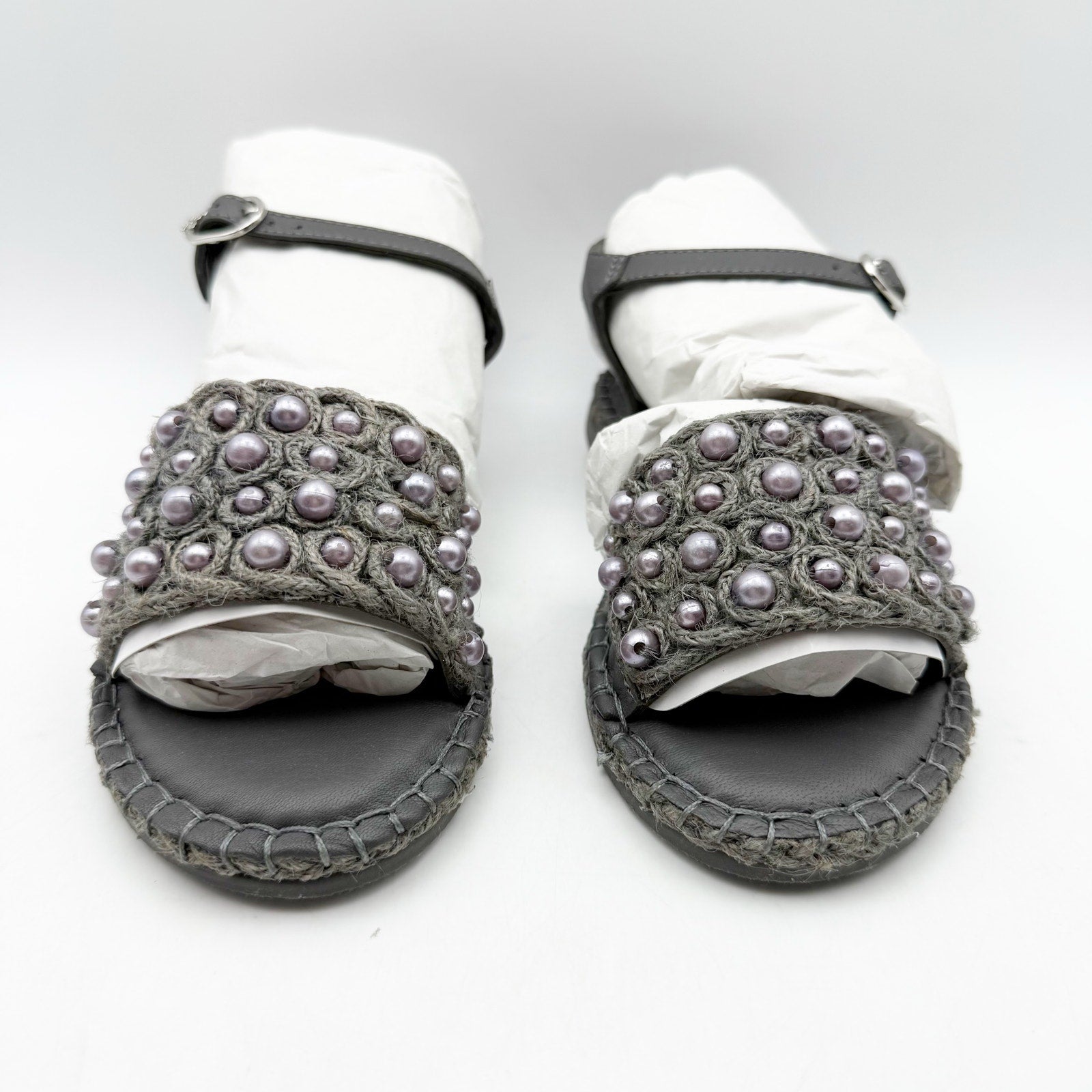 Sam Edelman Kids Holly Sandals US 2 M EU 33.5 Mockingbird Grey Linen NIB