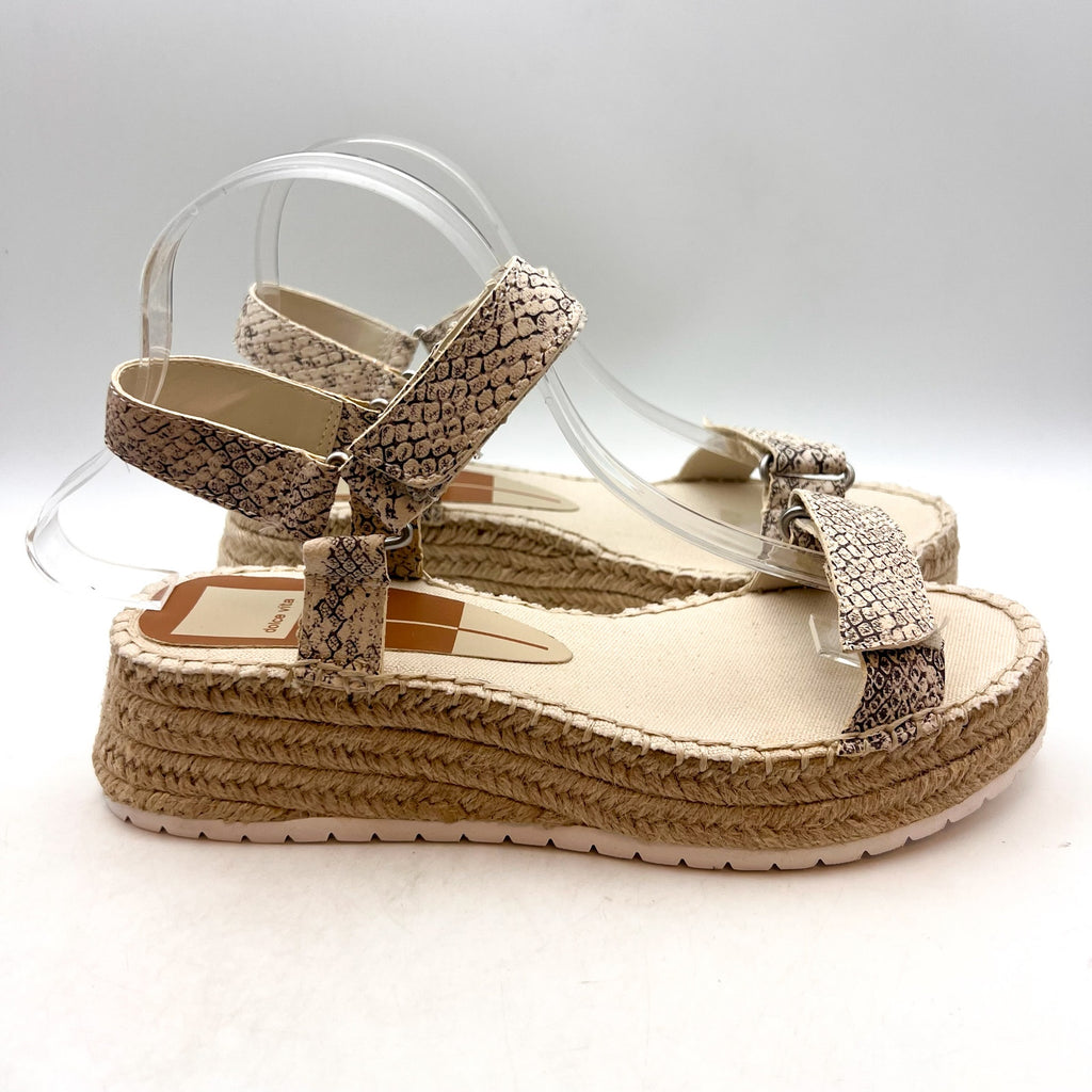 DOLCE VITA Myra Espadrille Platform Sandals Size 8.5 Stone Snake Leather NWOB