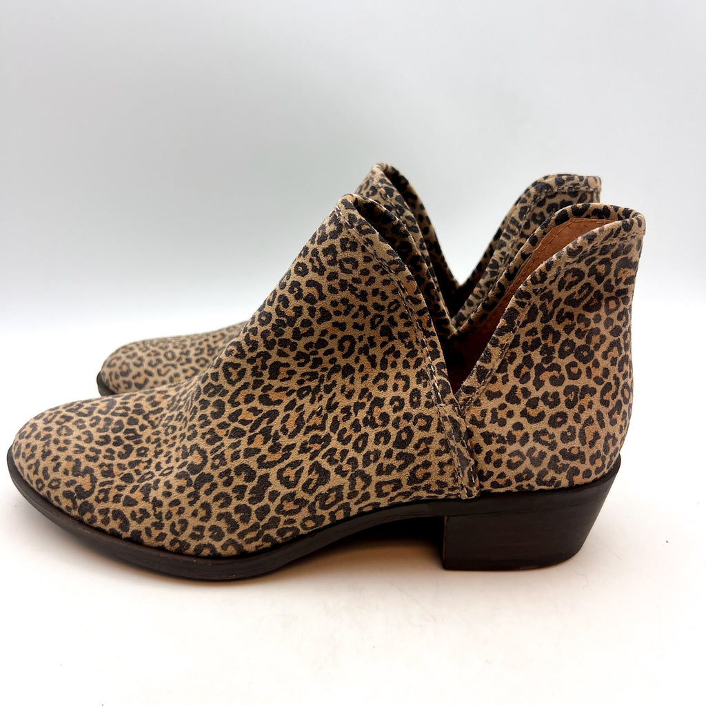 LUCKY BRAND Women's Baley 2 Ankle Bootie Size 5M Brown Leopard Suede NWOB