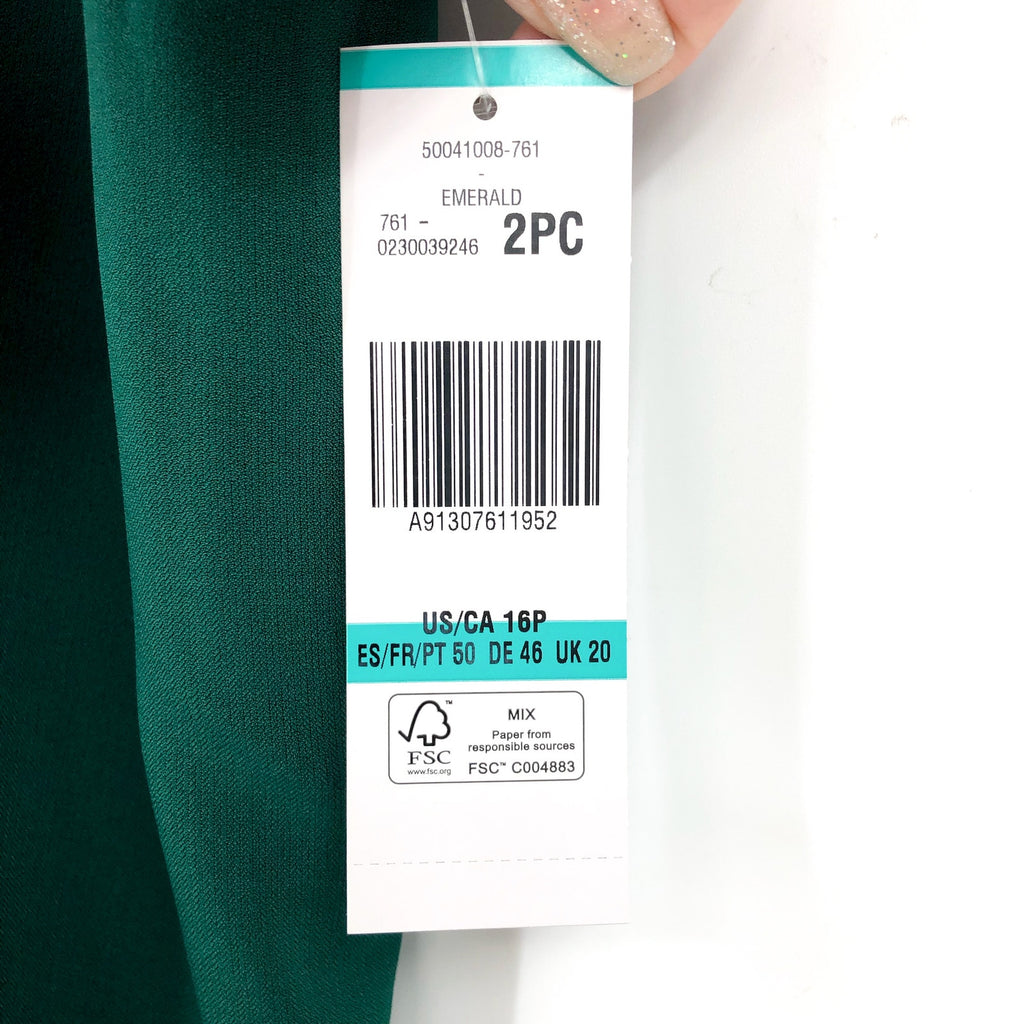 LE SUIT Womens Slim Straight Suit Pants Size 16 Petite Emerald Green Stretch NWT