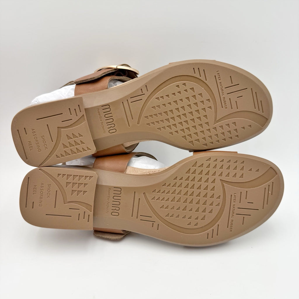 Munro Womens Cleo Double Strap Sandals Size 6.5 M Saddle Brown Leather NIB