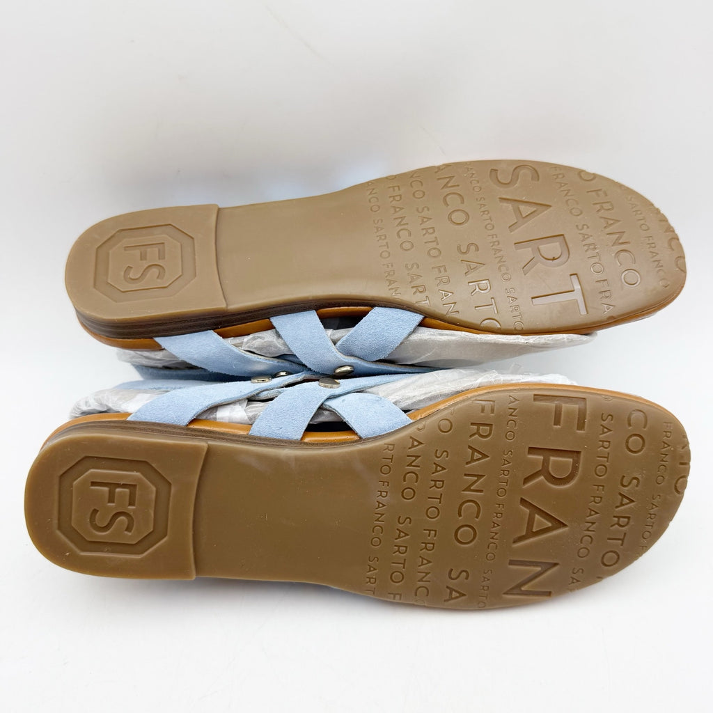 Franco Sarto Womens Gretchen Thong Sandals US 6.5 M Blue Suede Flats NWOB