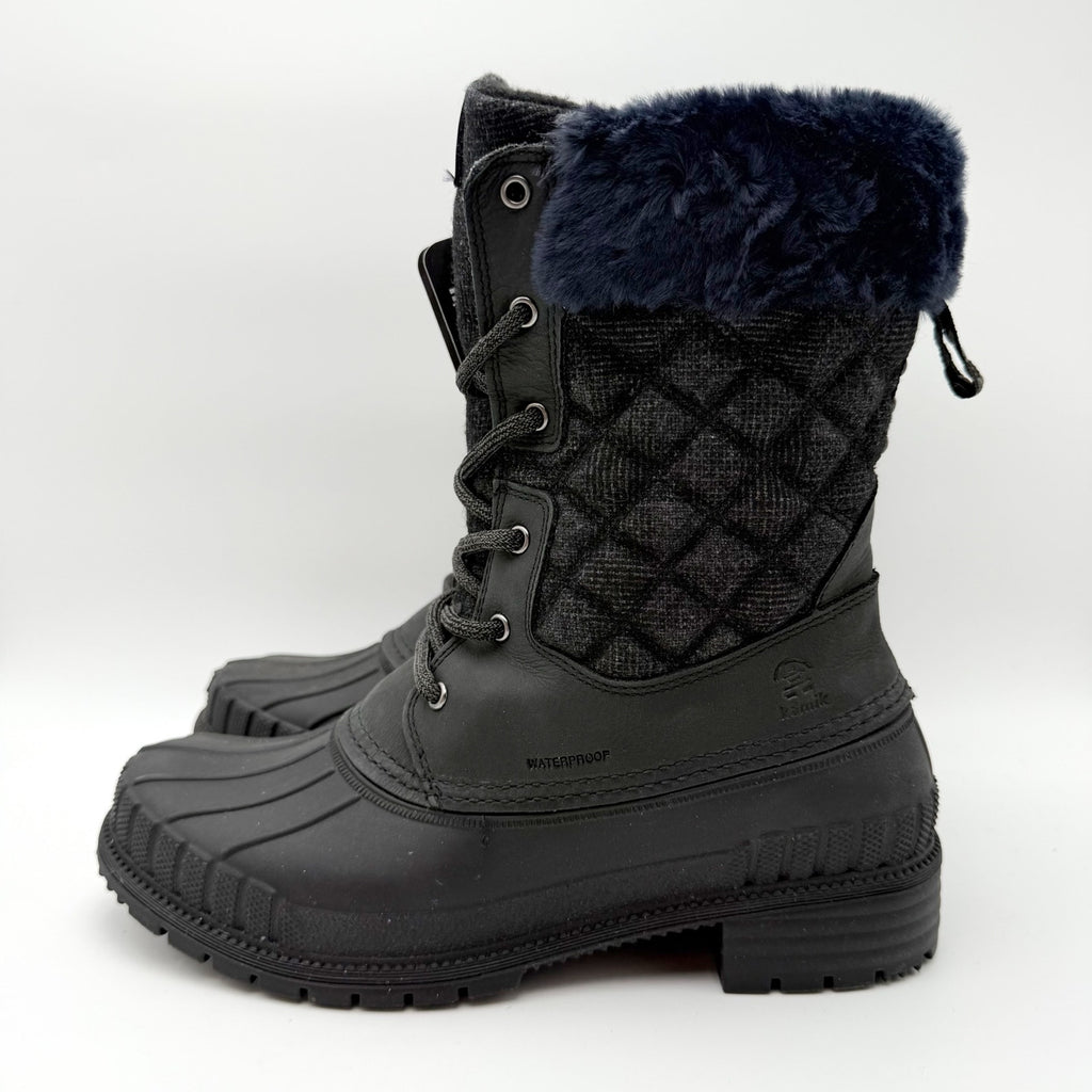 Kamik Womens Sienna Cuff 2 Winter Boots US 9 EU 40 Black Leather Fur NIB