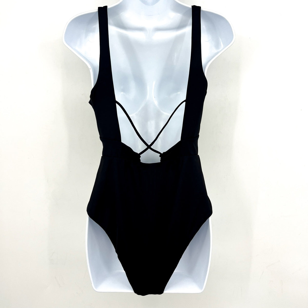 L*SPACE Women's Bondi One Piece Swimsuit Medium Black Cut Out Open Back NWT
