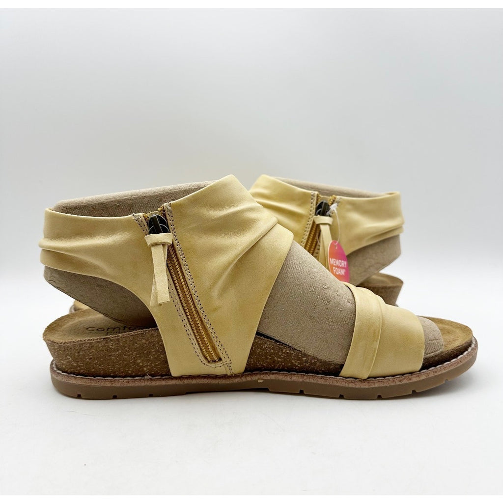COMFORTIVA Womens Gale Sandals Size 9.5 Mexico Yellow Leather Memory Foam NIB