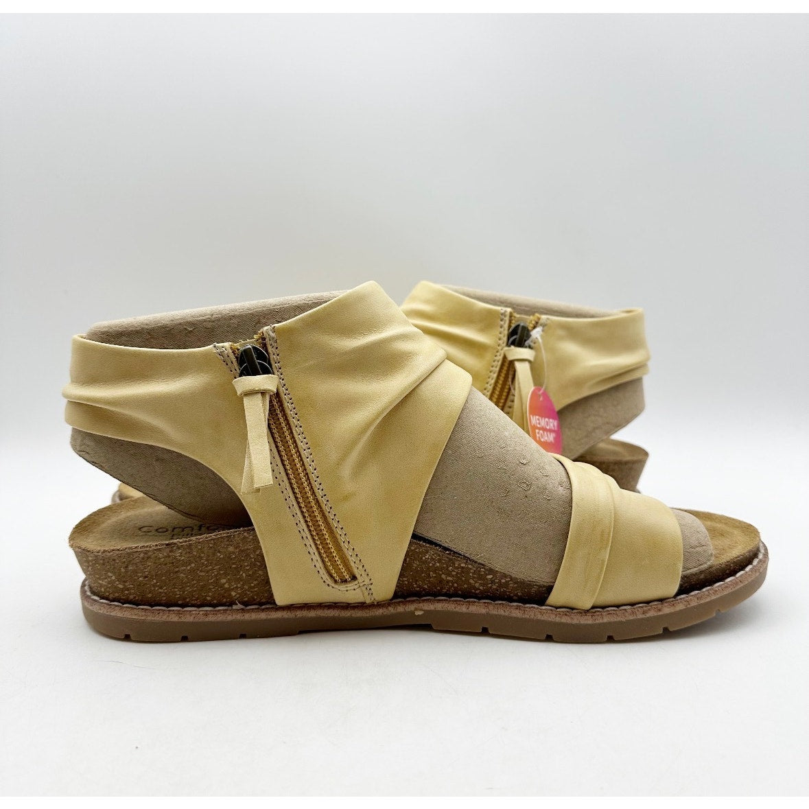 COMFORTIVA Womens Gale Sandals Size 9.5 Mexico Yellow Leather Memory Foam NIB