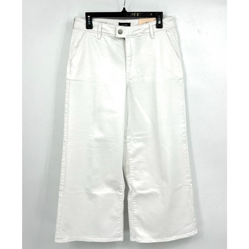 NYDJ Women's Mona Wide Leg Ankle Jeans Size 8 Optic White Denim Trouser NWT