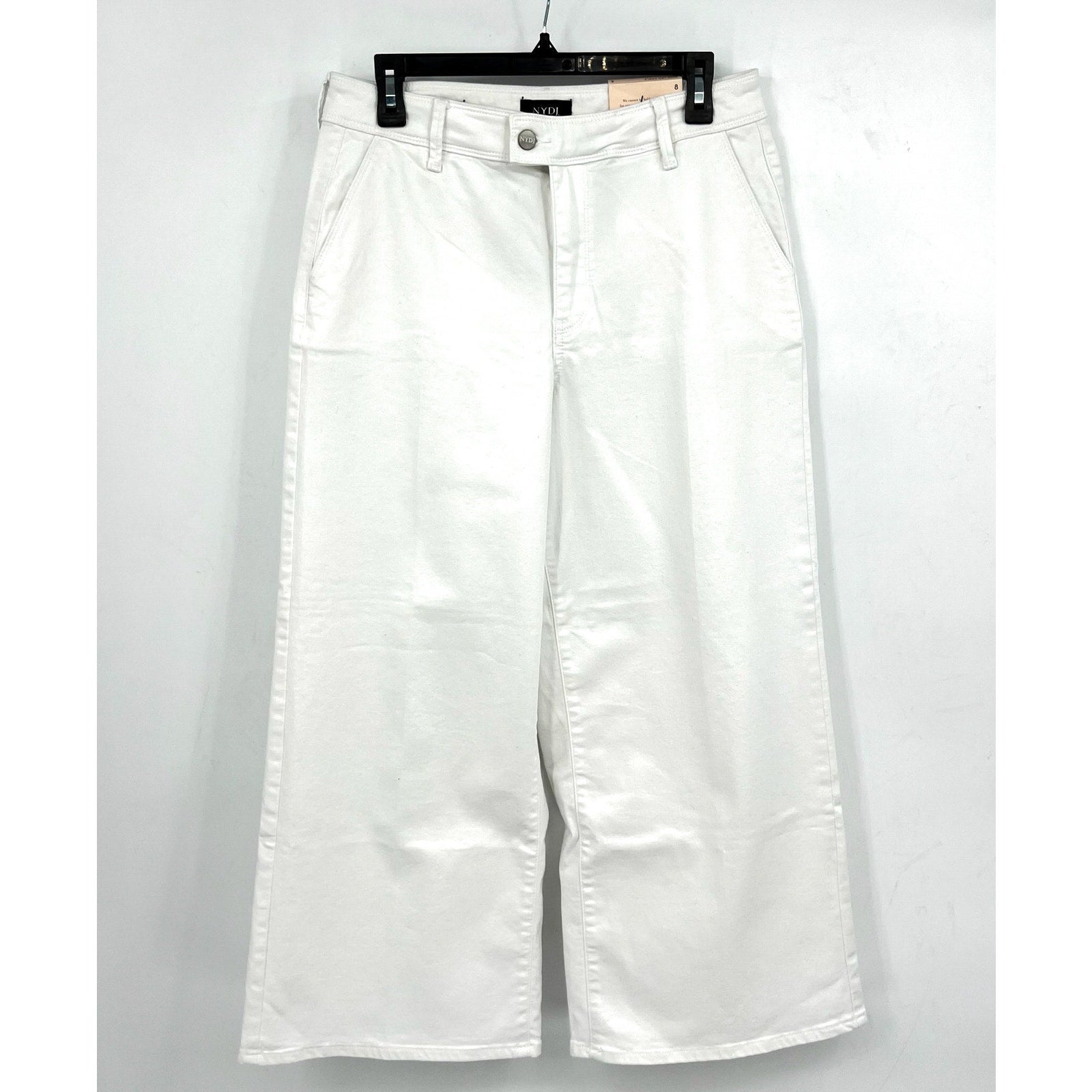 NYDJ Women's Mona Wide Leg Ankle Jeans Size 8 Optic White Denim Trouser NWT