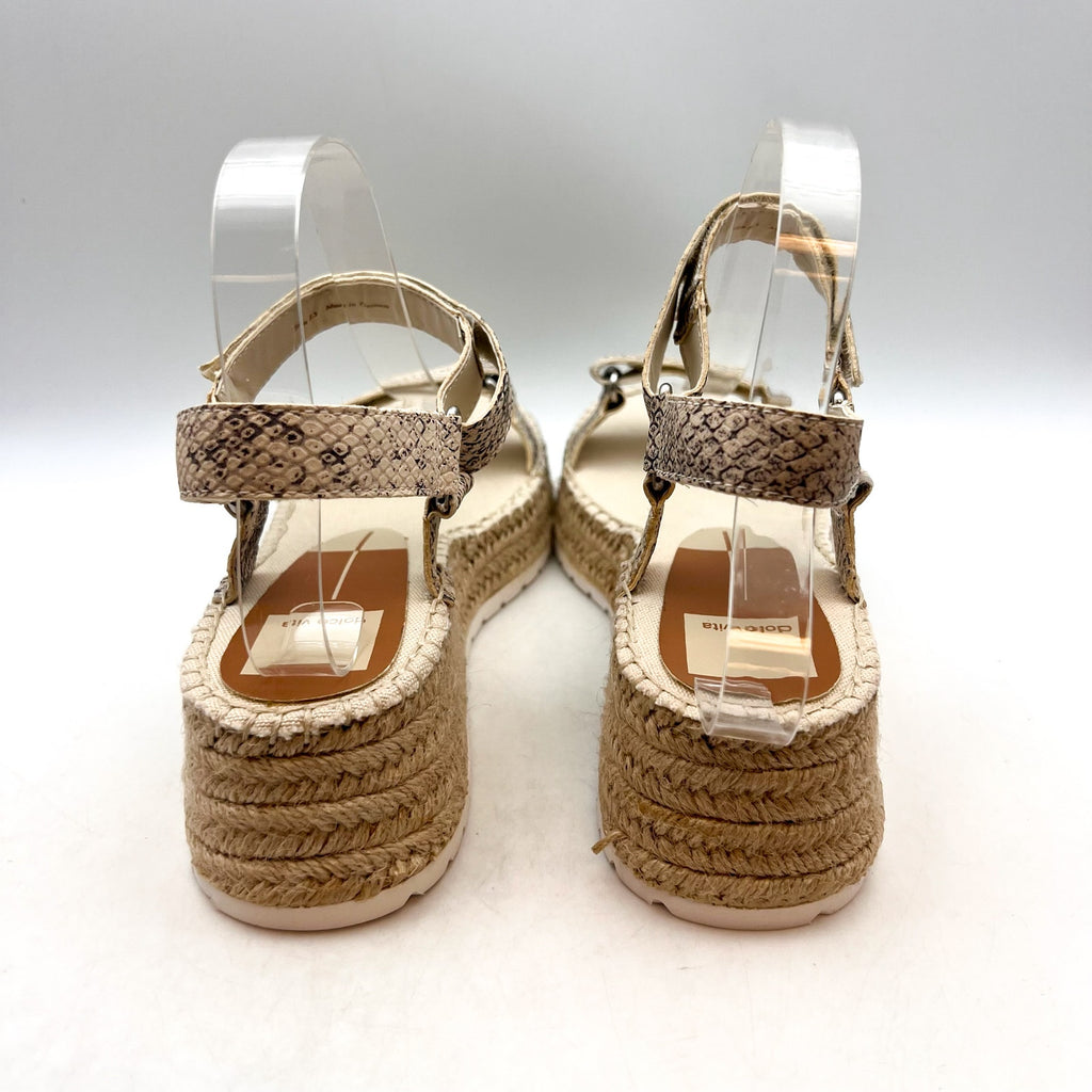 DOLCE VITA Myra Espadrille Platform Sandals Size 8.5 Stone Snake Leather NWOB