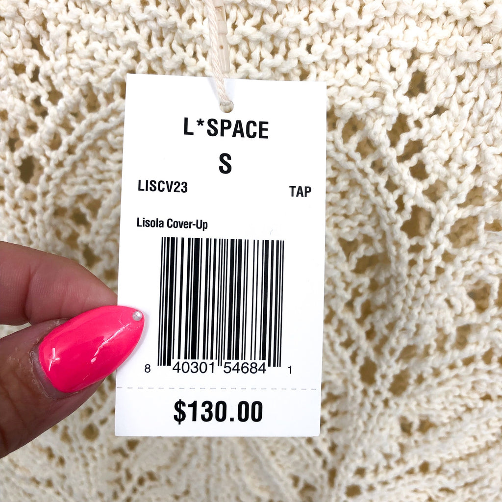 L*SPACE Women's Lisola Cover-Up Tank Dress Small Cream Crochet NWT
