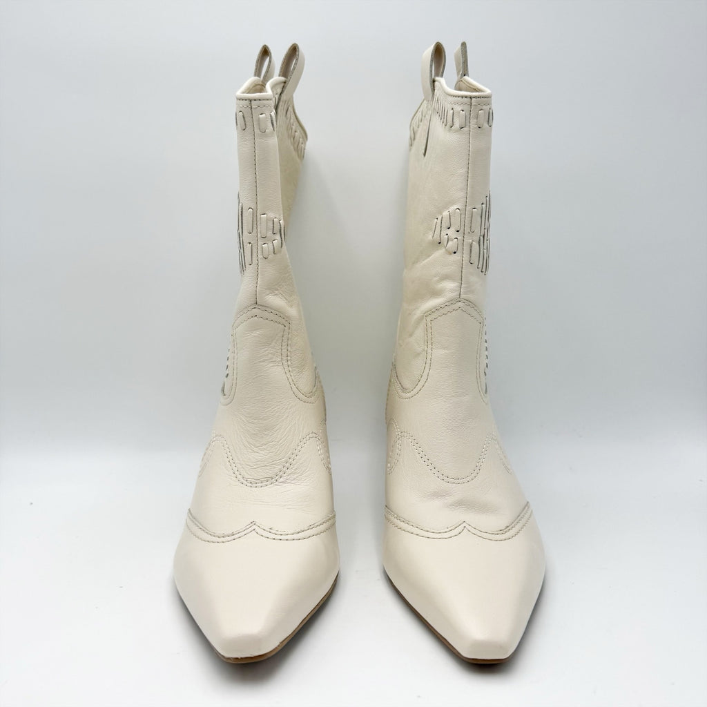 Dolce Vita Womens Tavla Short Western Boots Size 8.5 M Off White Leather NWOB