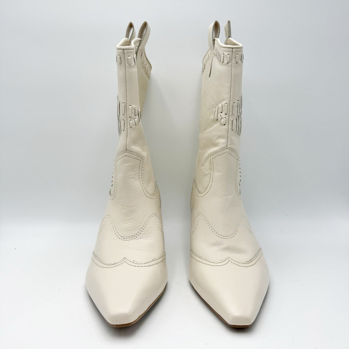 Dolce Vita Womens Tavla Short Western Boots Size 8.5 M Off White Leather NWOB