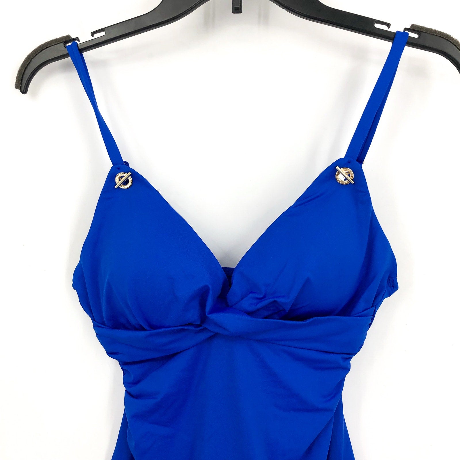 LAUREN RALPH LAUREN Womens Toggle Tankini Size 6 Blue Beach Club Solids Swim NWT