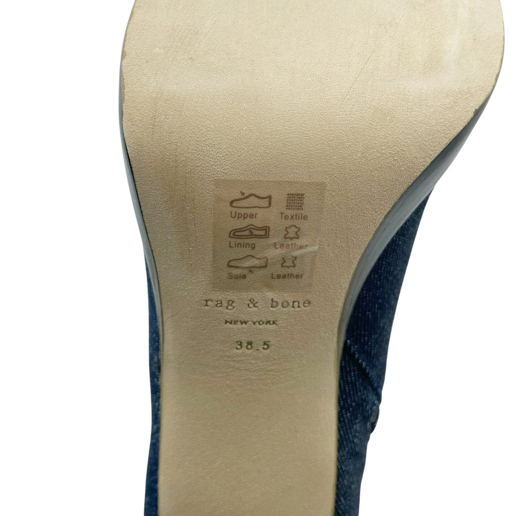 Rag & Bone Womens Matrix Denim Platform Boots US 8.5M EU 38.5 Dark Blue