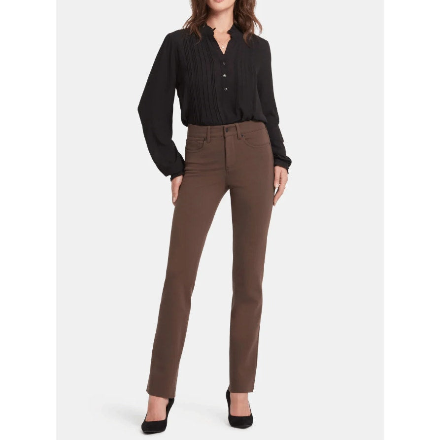 NYDJ Women's Marilyn Straight Jeans Size 4 Brown High Rise 32" Inseam NWT