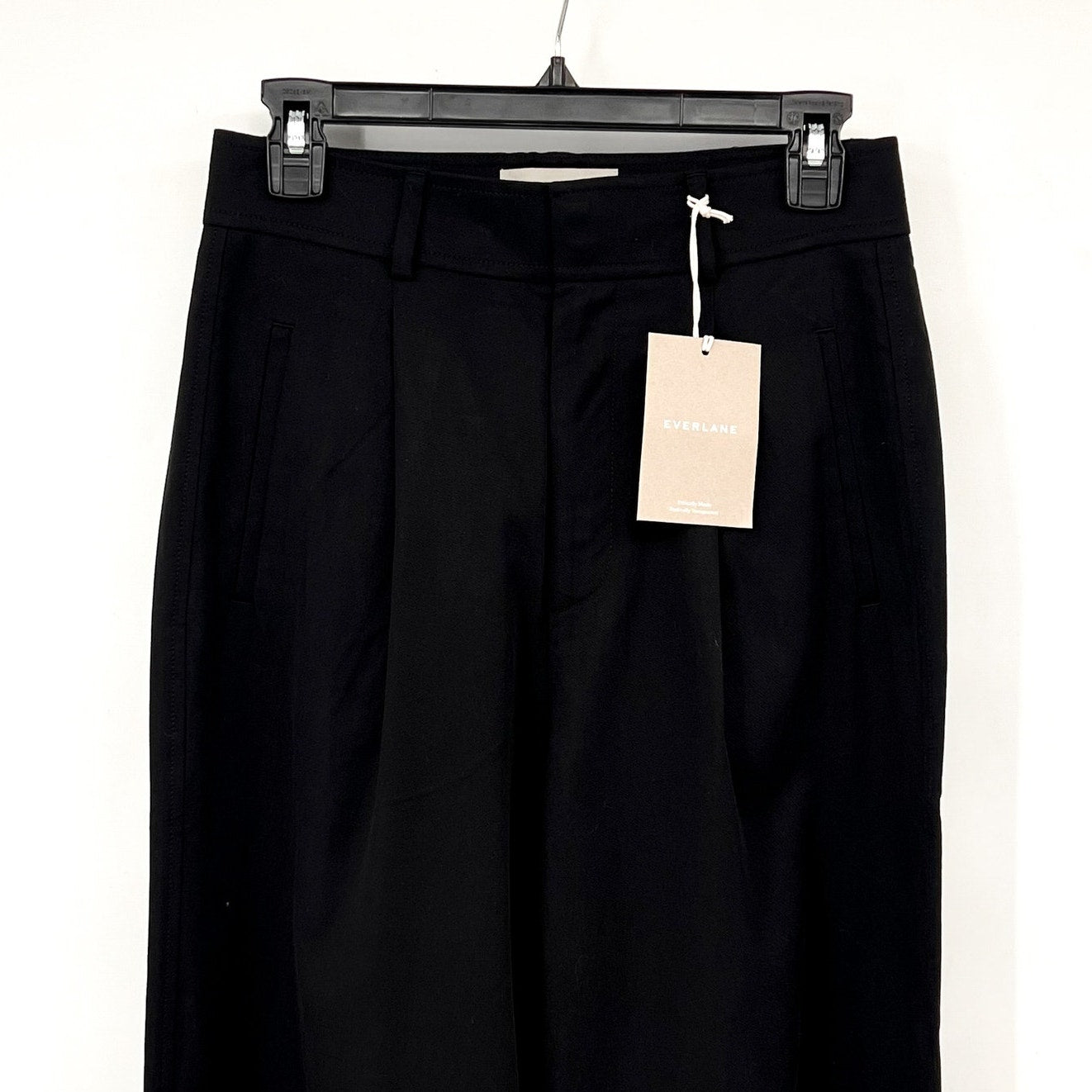Everlane Womens The Way-High Drape Pants Sz 2 - 30" Inseam Pleated Black NWT
