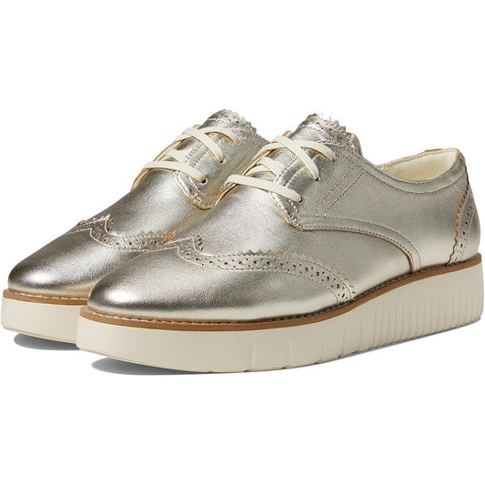 Cole Haan Womens Grand City Platform Oxford Shoe US 9 EU 39.5 Gold Metallic NWOB