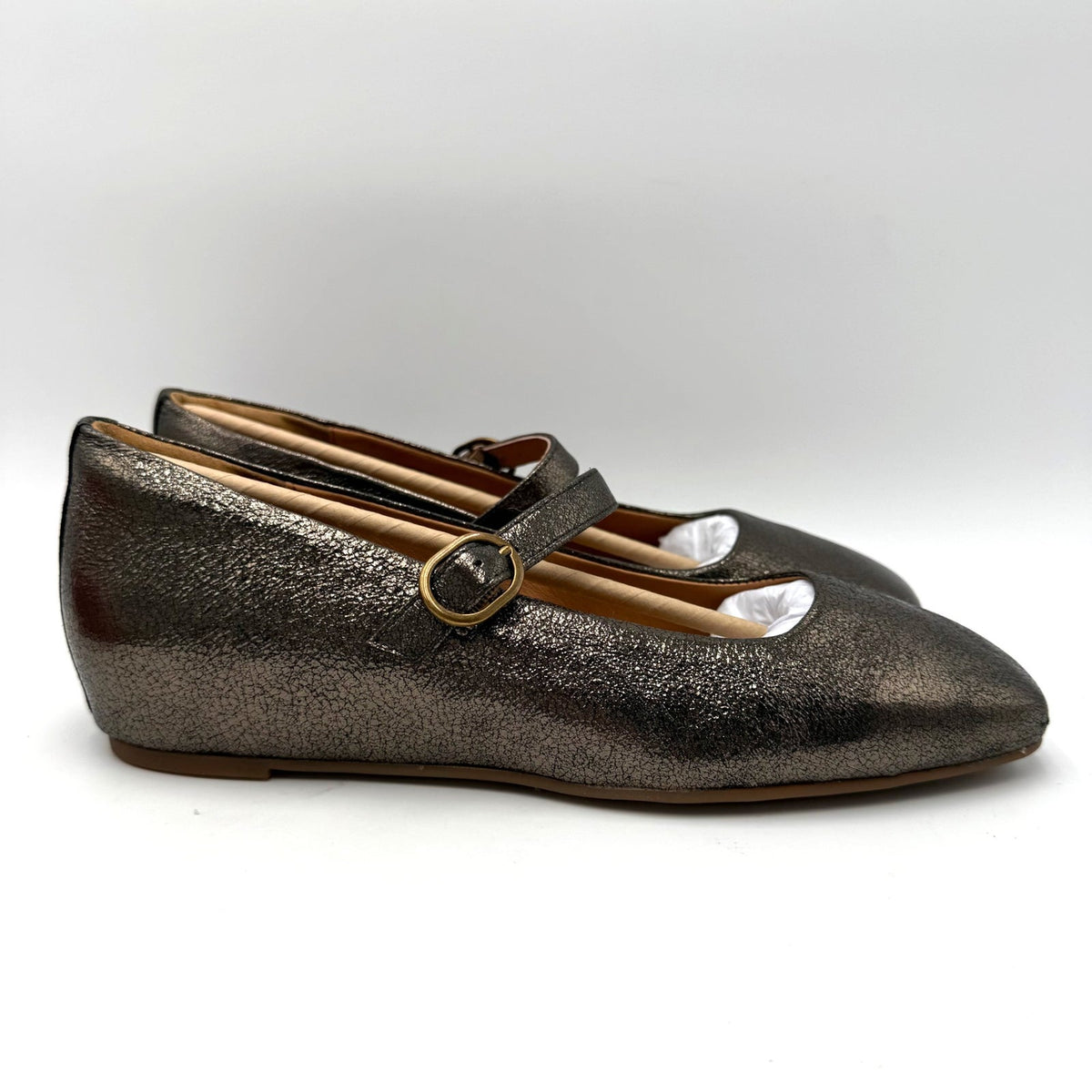 Sofft Womens Palma Mary Jane Flats Size 8.5 EU 39.5 Bronze Metallic Leather NIB