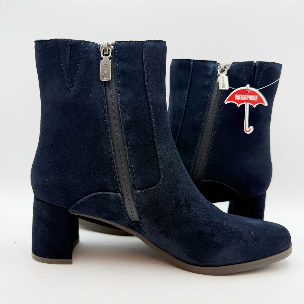 Blondo Womens Hylia Ankle Boots Size 8 M Navy Blue Suede Waterproof NIB