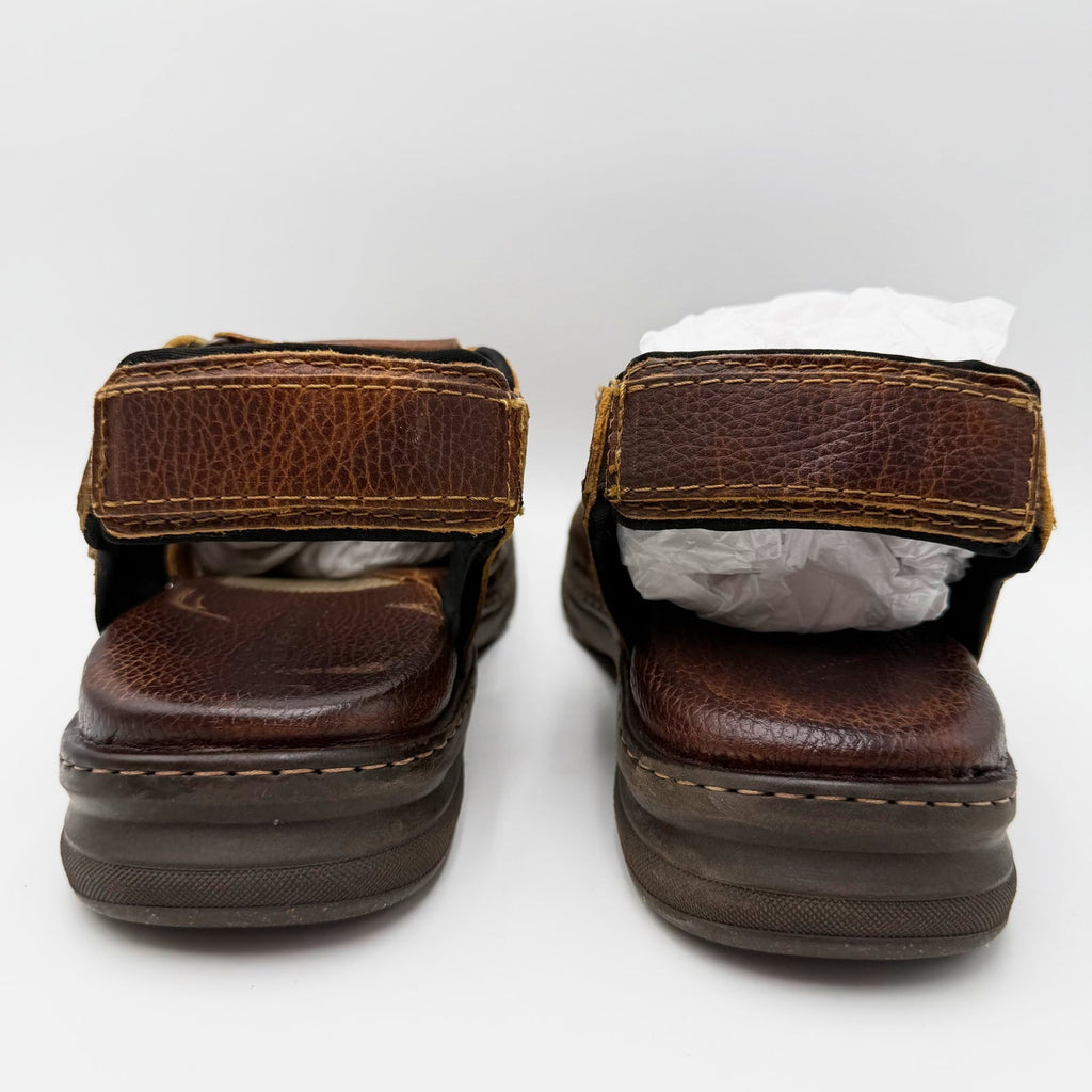 Born Mens Colby Fisherman Sandals Size 11 EU 44 Brown Tan Saddle Leather NIB