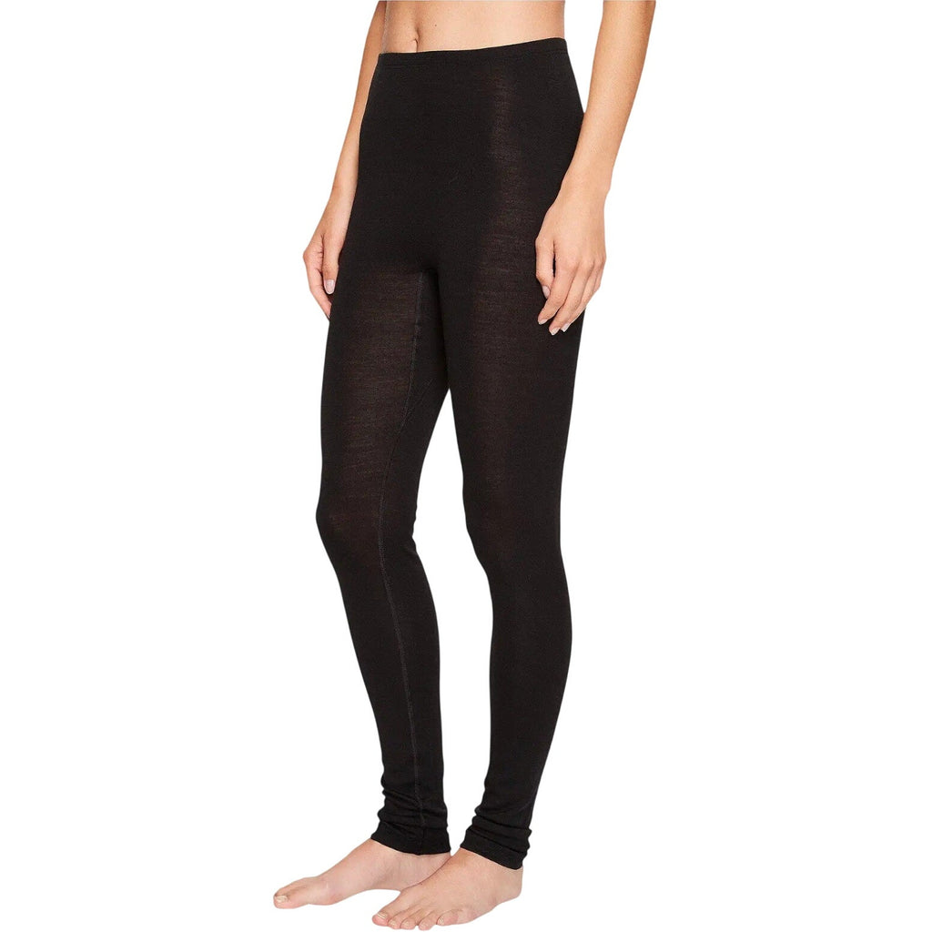 HANRO Women's Woolen Silk Thermal Leggings Large Black Long Underwear 1422 NWT