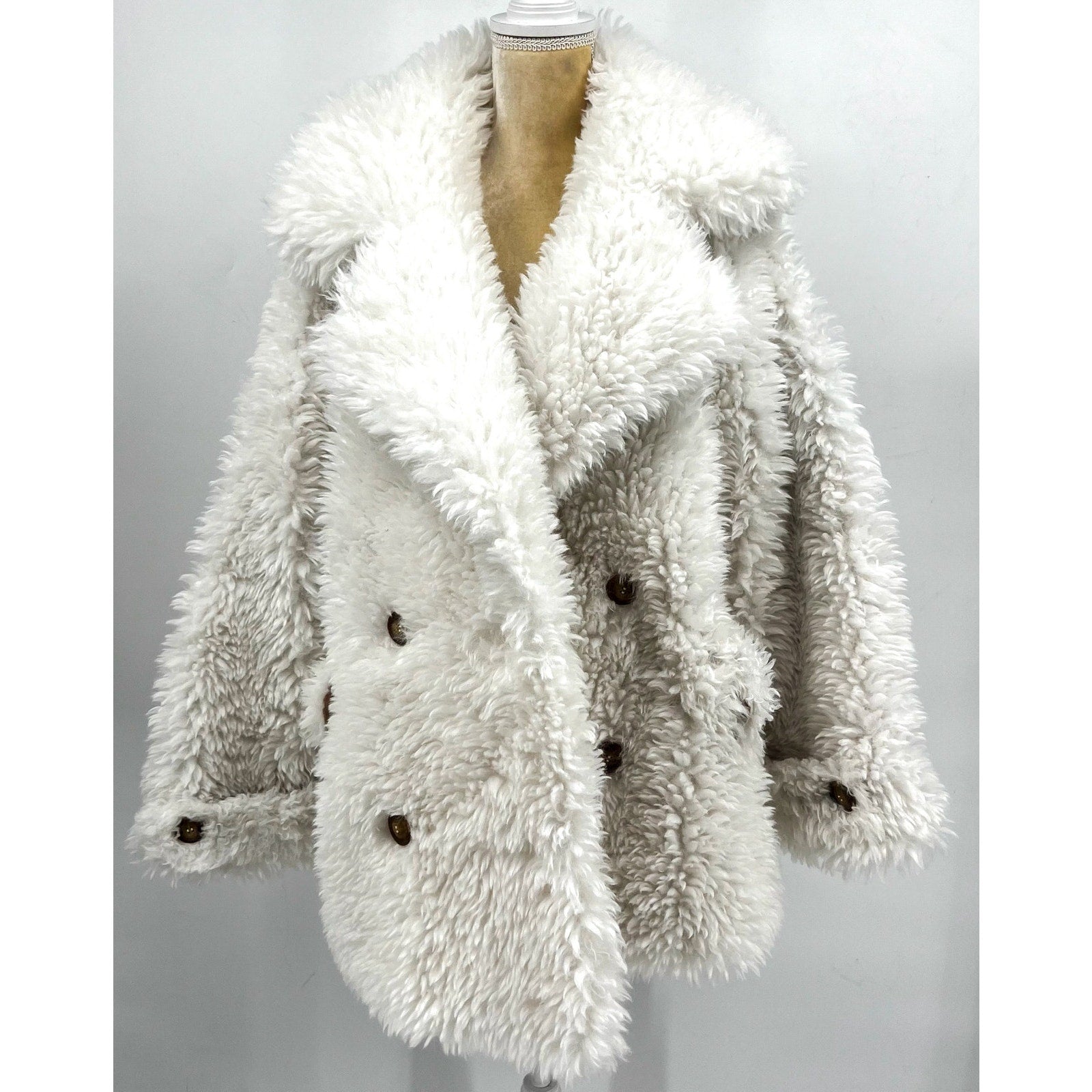 Free People Womens Sophie Faux Fur Peacoat Medium White NWT