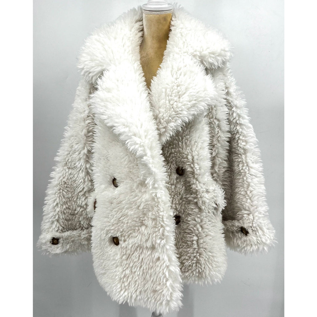 Free People Womens Sophie Faux Fur Peacoat Medium White NWT