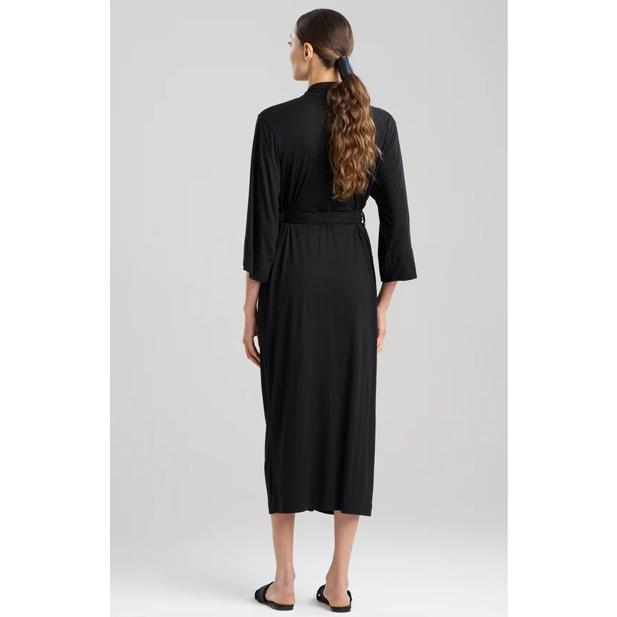 EBERJEY Women's Giselle Long Robe Medium Size 8-10 Black Long Sleeve Jersey NWT