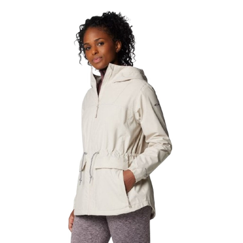 COLUMBIA Women Sweet Creek II Lined Rain Jacket Large Dark Stone Waterproof NWT