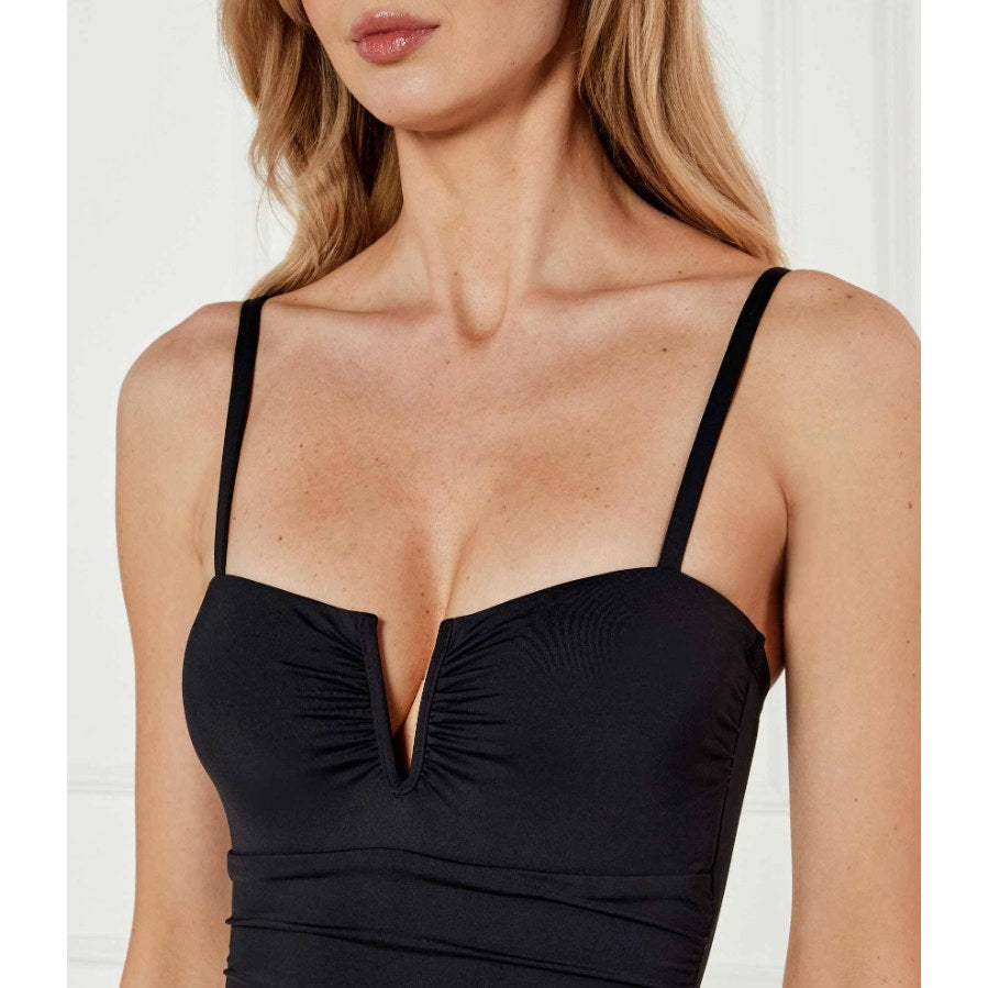 LAUREN RALPH LAUREN Solids V Wire One Piece Swimsuit Size 8 Black NWT