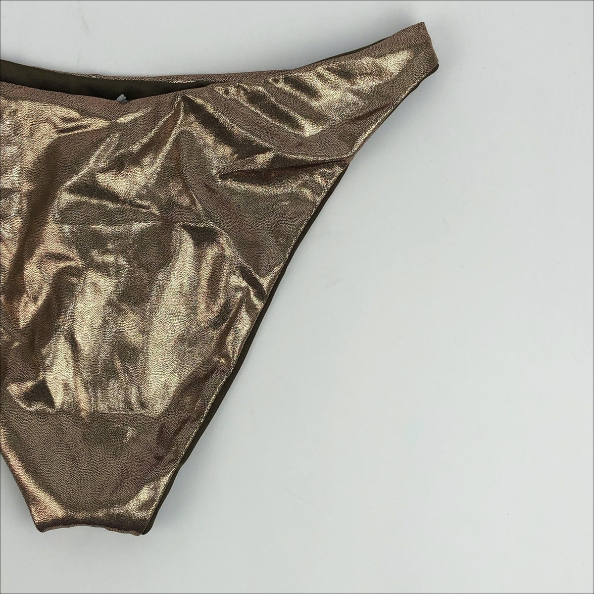 Good American Metallic Better Bikini Bottoms Medium Gold Mocha Foil NWT