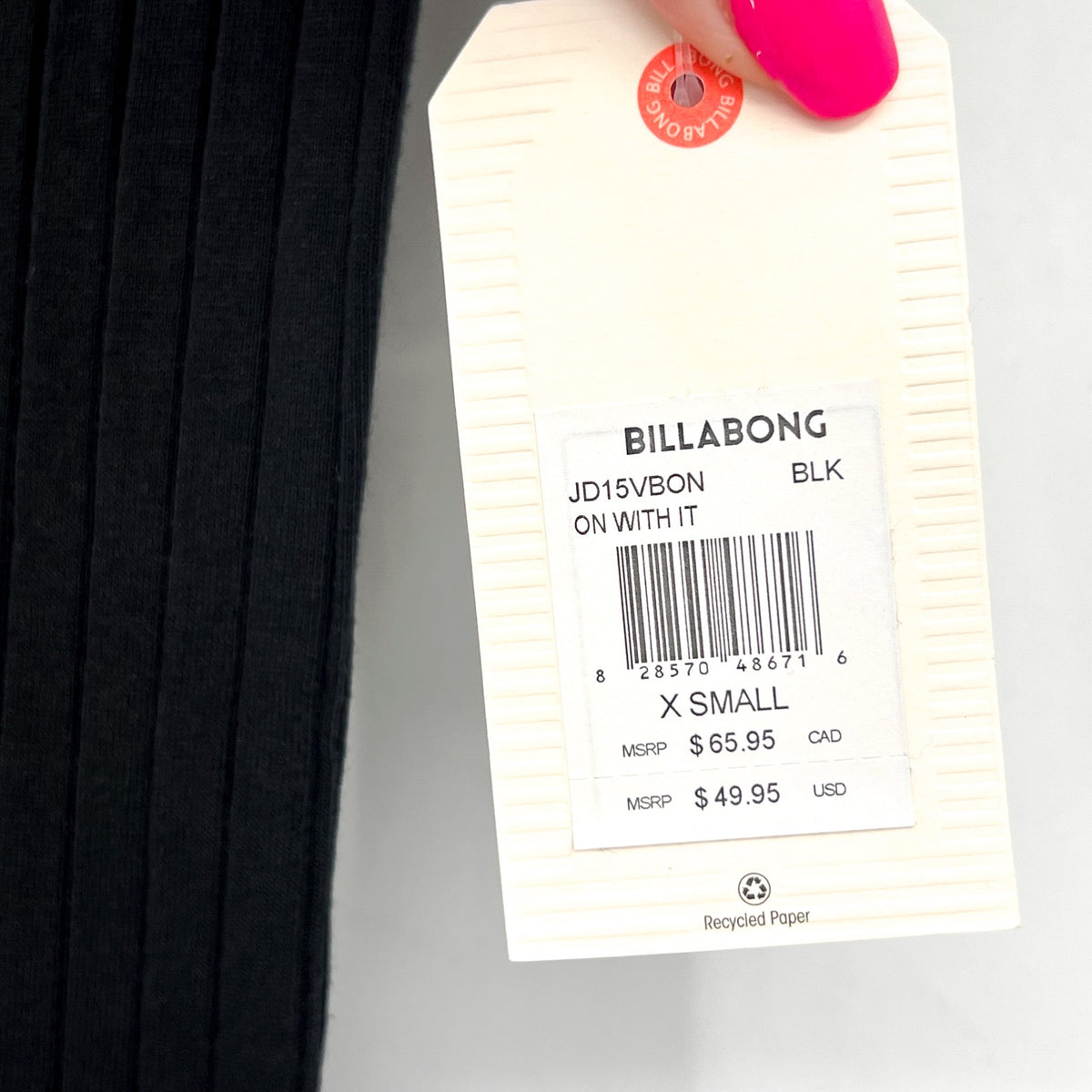 BILLABONG Juniors On With It Mini Button Dress XS Black Short Sleeve NWT