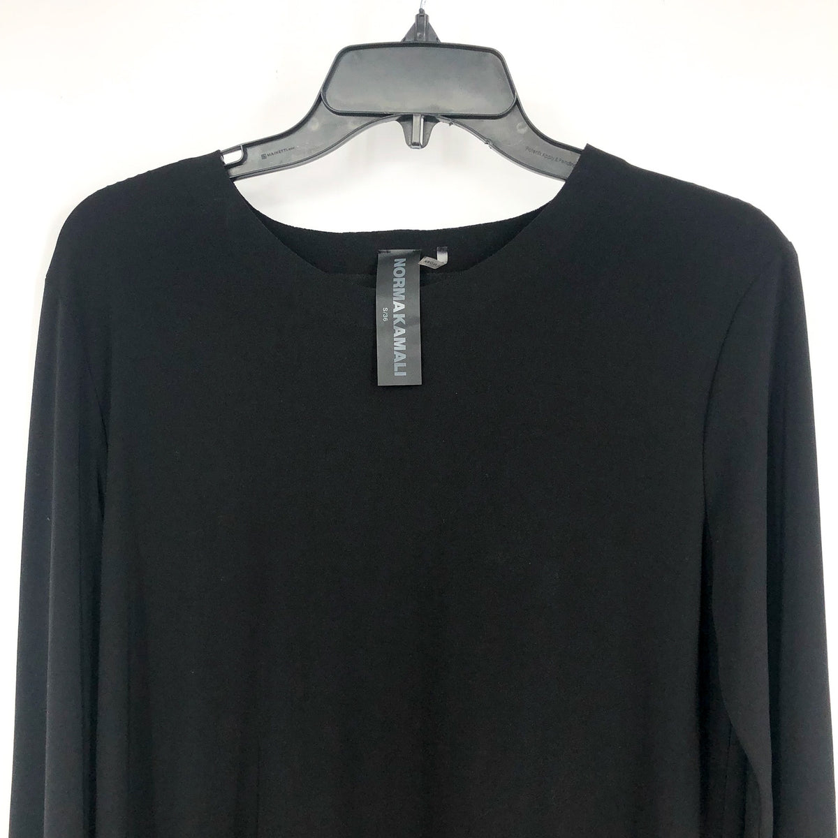 NORMA KAMALI Women's Long Sleeve Shift Dress Small Black Stretch Crewneck NWOT