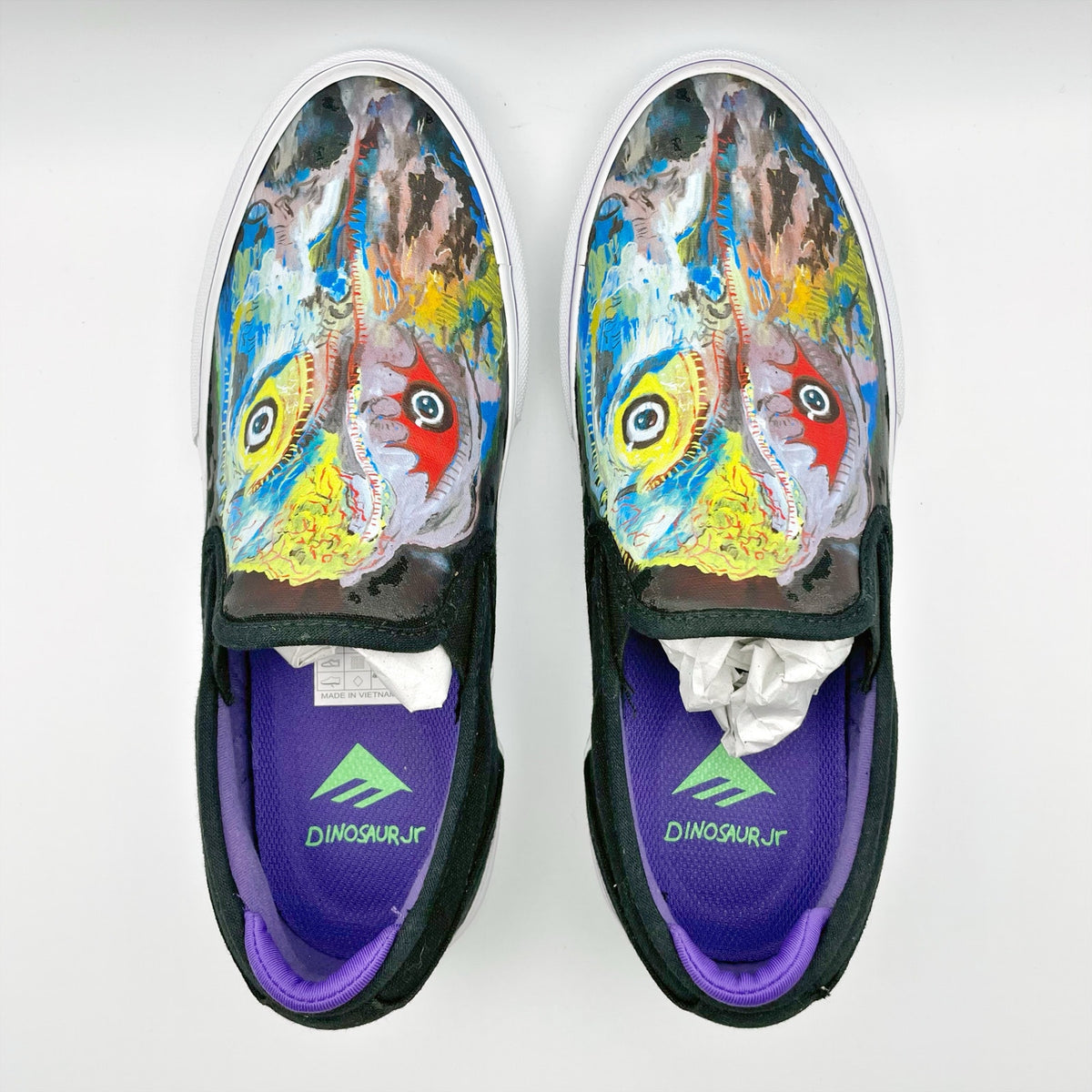 Emerica x Dinosaur Jr Mens Wino Slip-On Shoes Size 8 Black Multicolor Sweep NIB