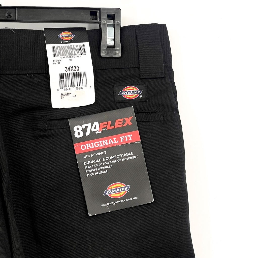DICKIES Men's 874® FLEX Work Pants 34x30 Black Stretch Twill Tapered Leg NWT
