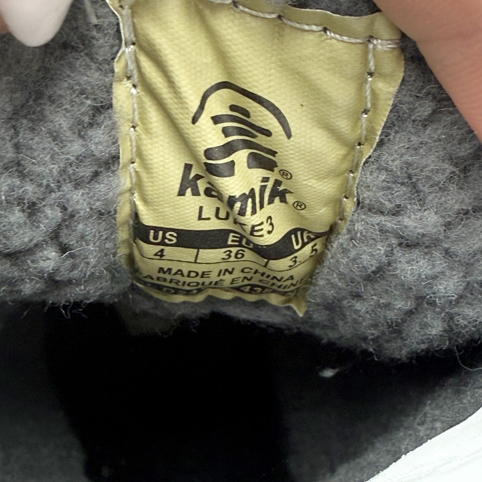 Kamik Kids Luke 3 Snow Boots US 4 EU 36 Charcoal Grey Waterproof Insulated NIB