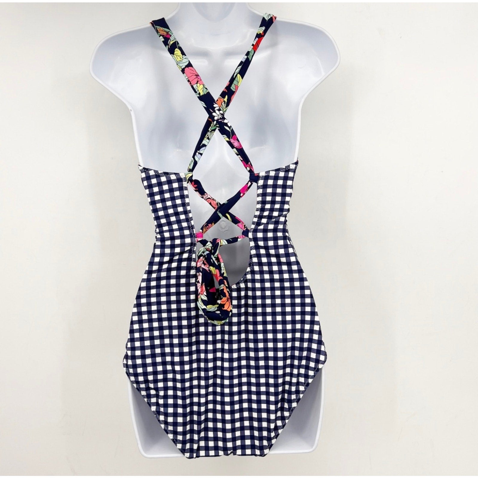 TOMMY BAHAMA Summer Floral Reversible One Piece Swimsuit Size 12 Navy Blue NWT