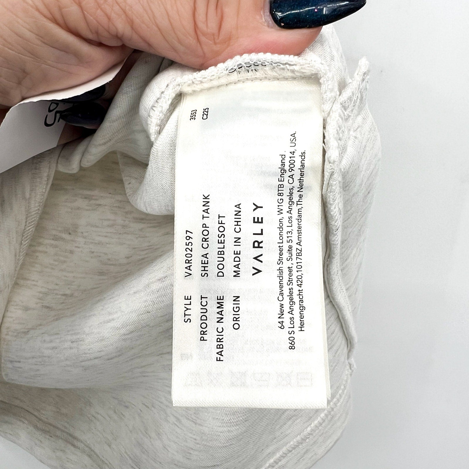VARLEY Womens Shea Crop Tank Top Small Ivory Marl Crewneck Sleeveless Zipper NWT