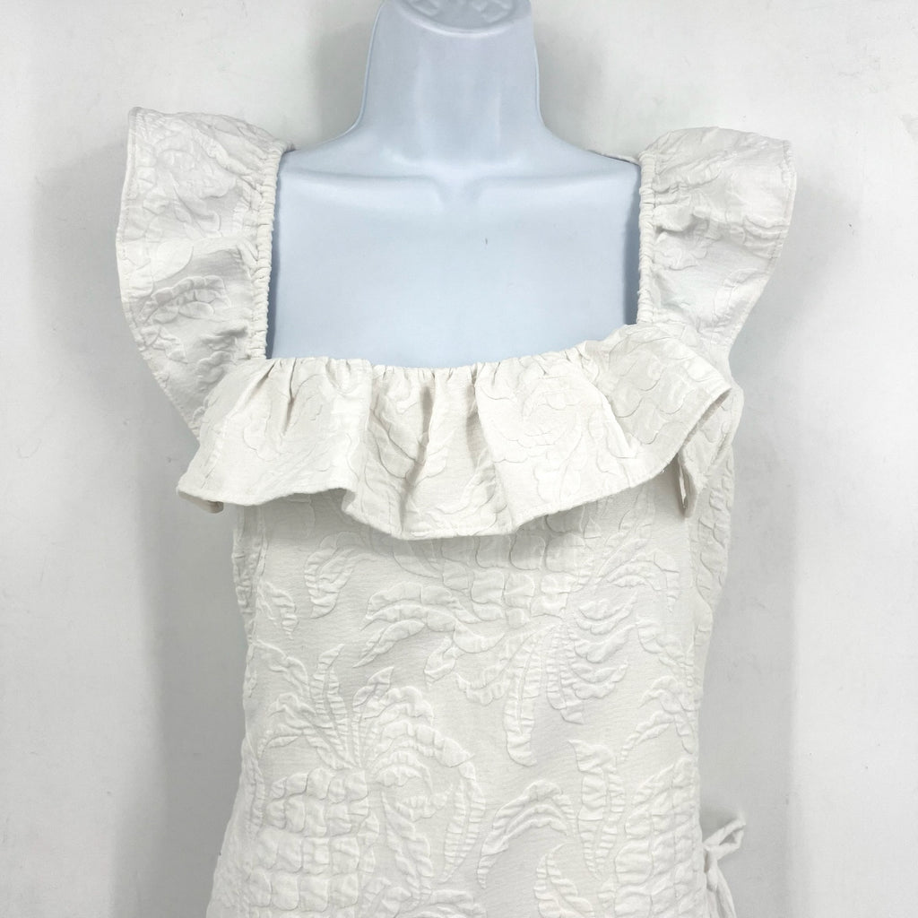 LILLY PULITZER Womens Zoya Romper Size 10 White Pineapple Pucker Jacquard NWOT