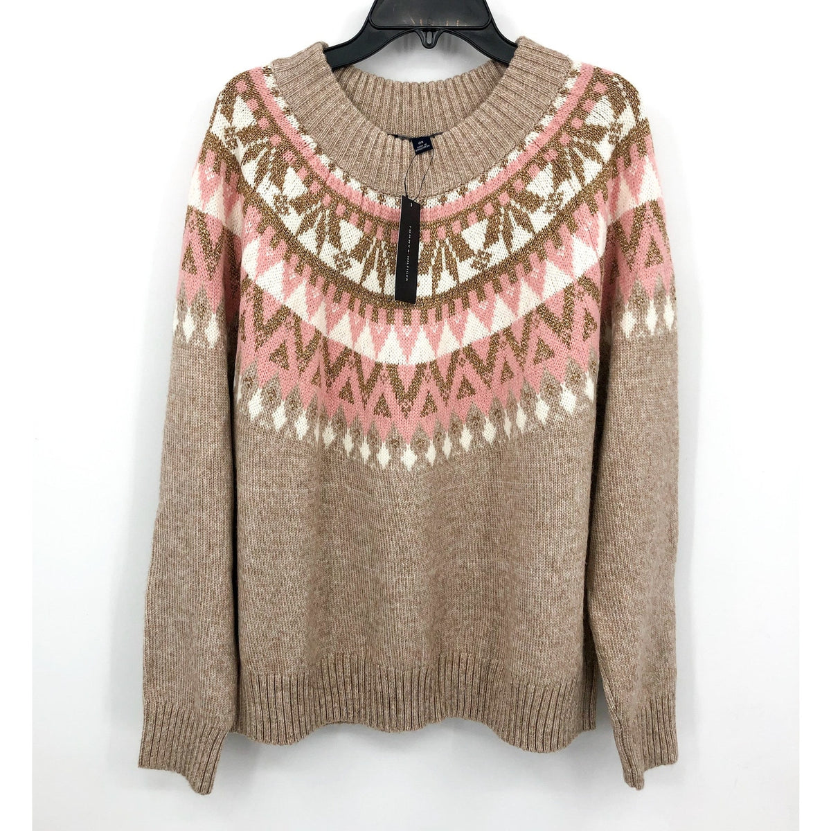 TOMMY HILFIGER Half Snowflake Pullover Sweater 2X Beige Fairisle NWT