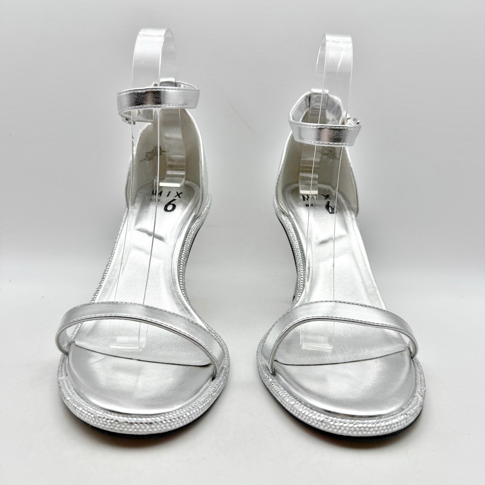 Mix No. 6 Womens Boniti Heeled Sandals US 8.5 Wide EU 38.5 Silver NWOB