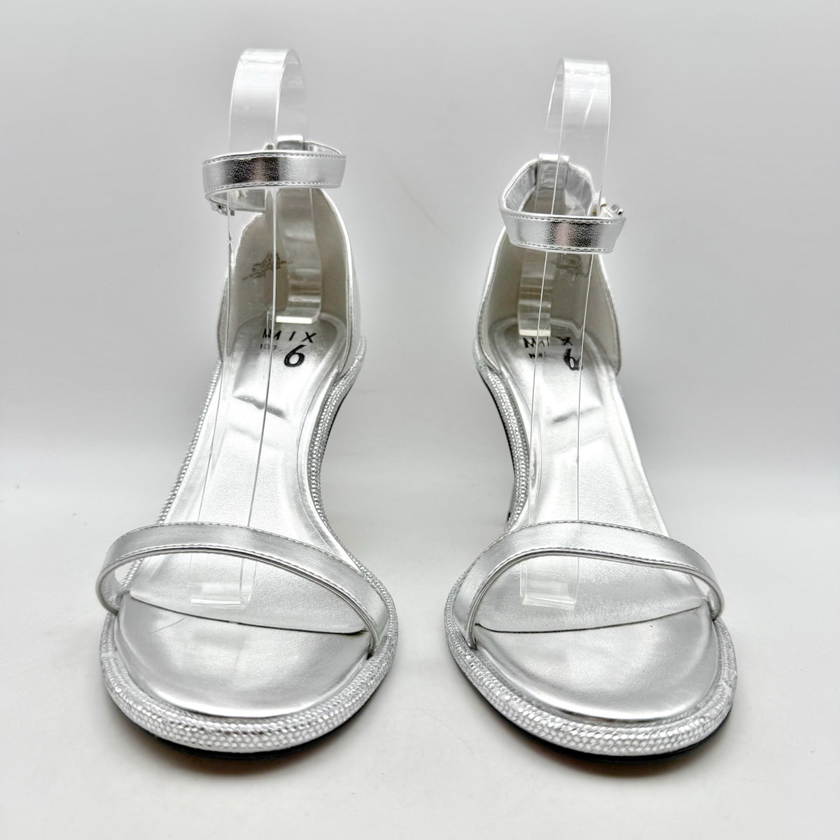 Mix No. 6 Womens Boniti Heeled Sandals Size 8.5 Wide EU 38.5 Silver NWOB