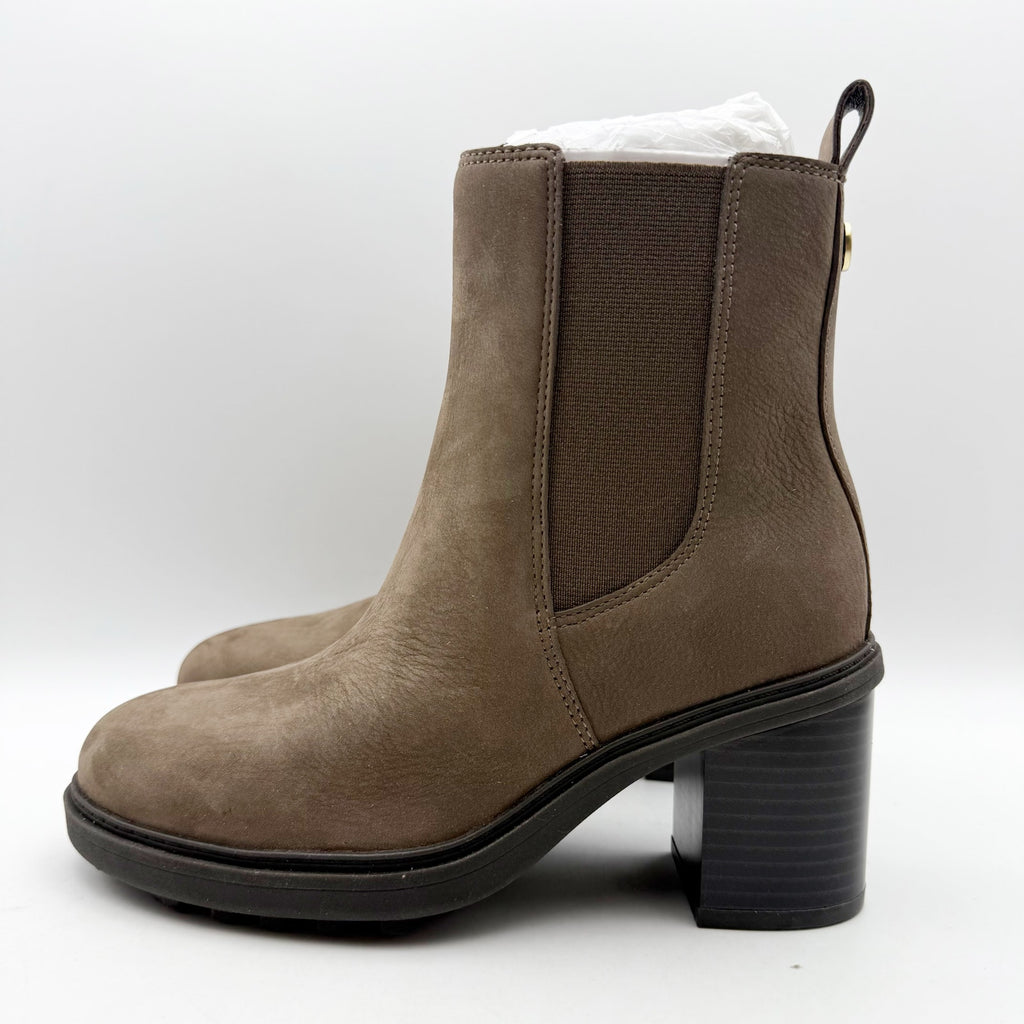 Vionic Womens Truckee Heeled Ankle Booties US 7.5 WIDE Brown Leather WP NIB