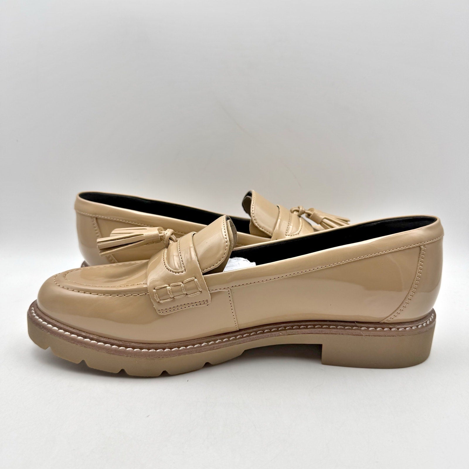 Rockport Womens Kiara Loafers US 9.5 M Tan Natural Vegan Patent Leather NWOB