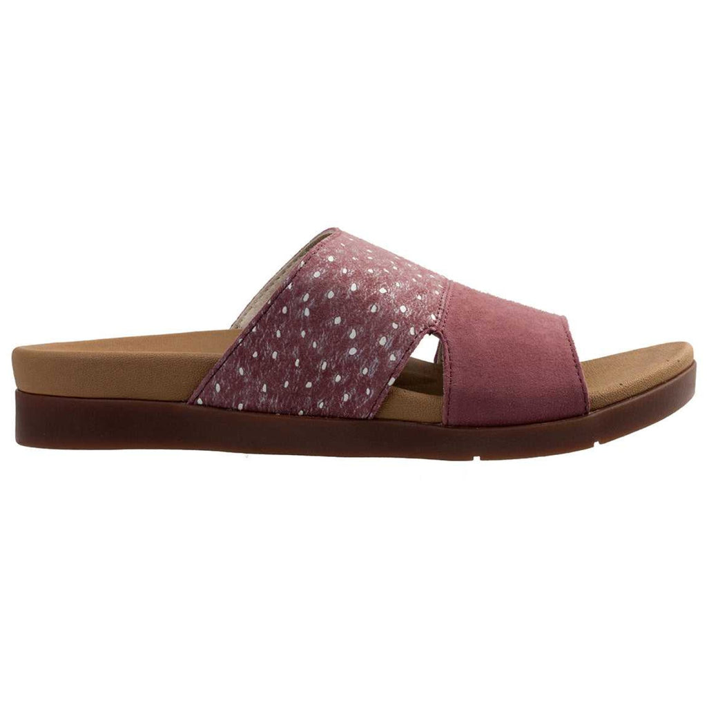 Spenco Womens Dawn Slide Sandals Size 7.5 EU 38 Red Burgandy Ostrich Suede NIB