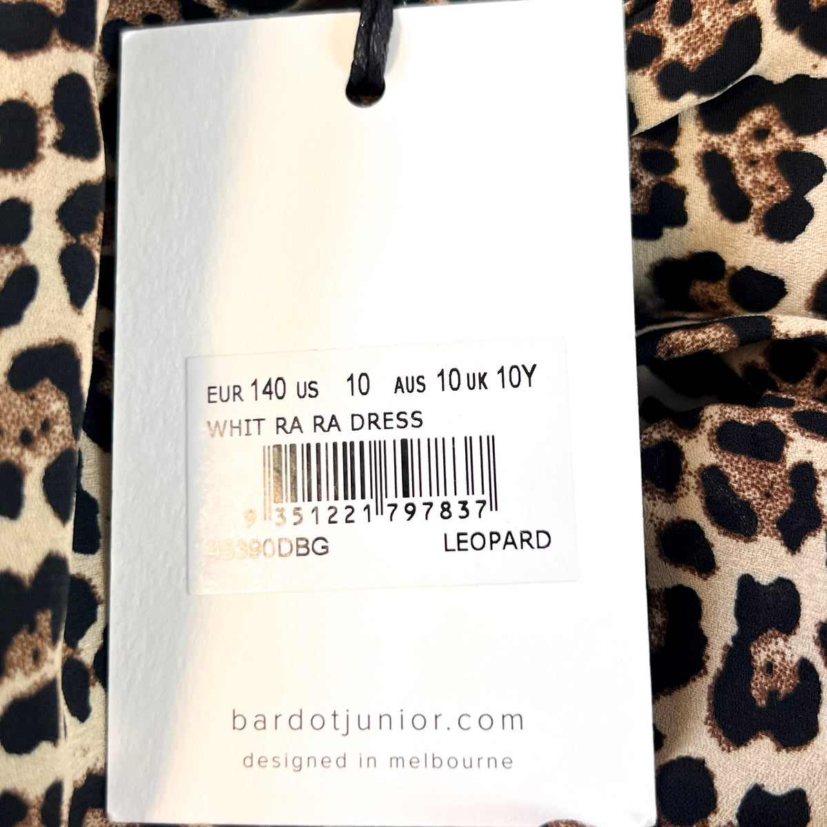 BARDOT Girl's Whit Ra Ra Dress Size 10 MEDIUM Leopard Ruffle Long Sleeve NWT