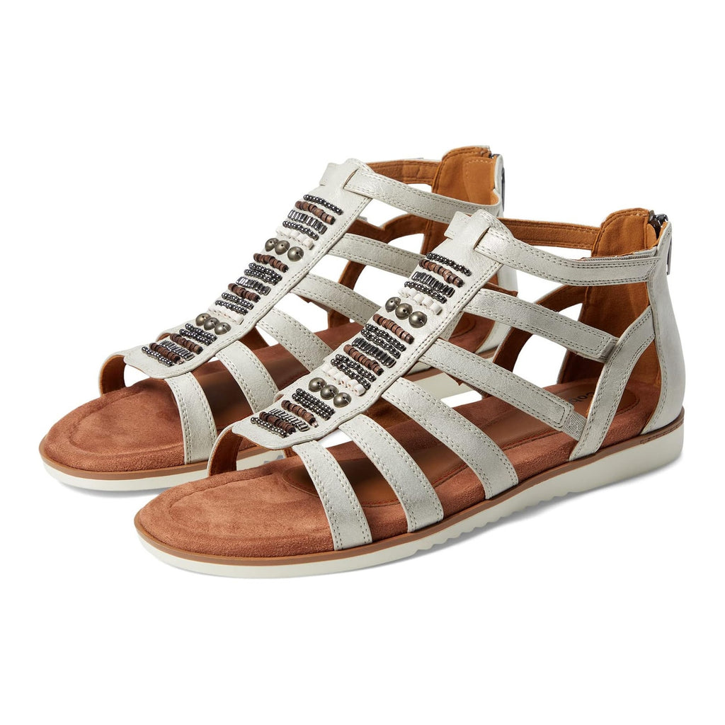 Cobb Hill Womens Zion Gladiator Sandal US 10 Taupe Metallic Beaded NWOB
